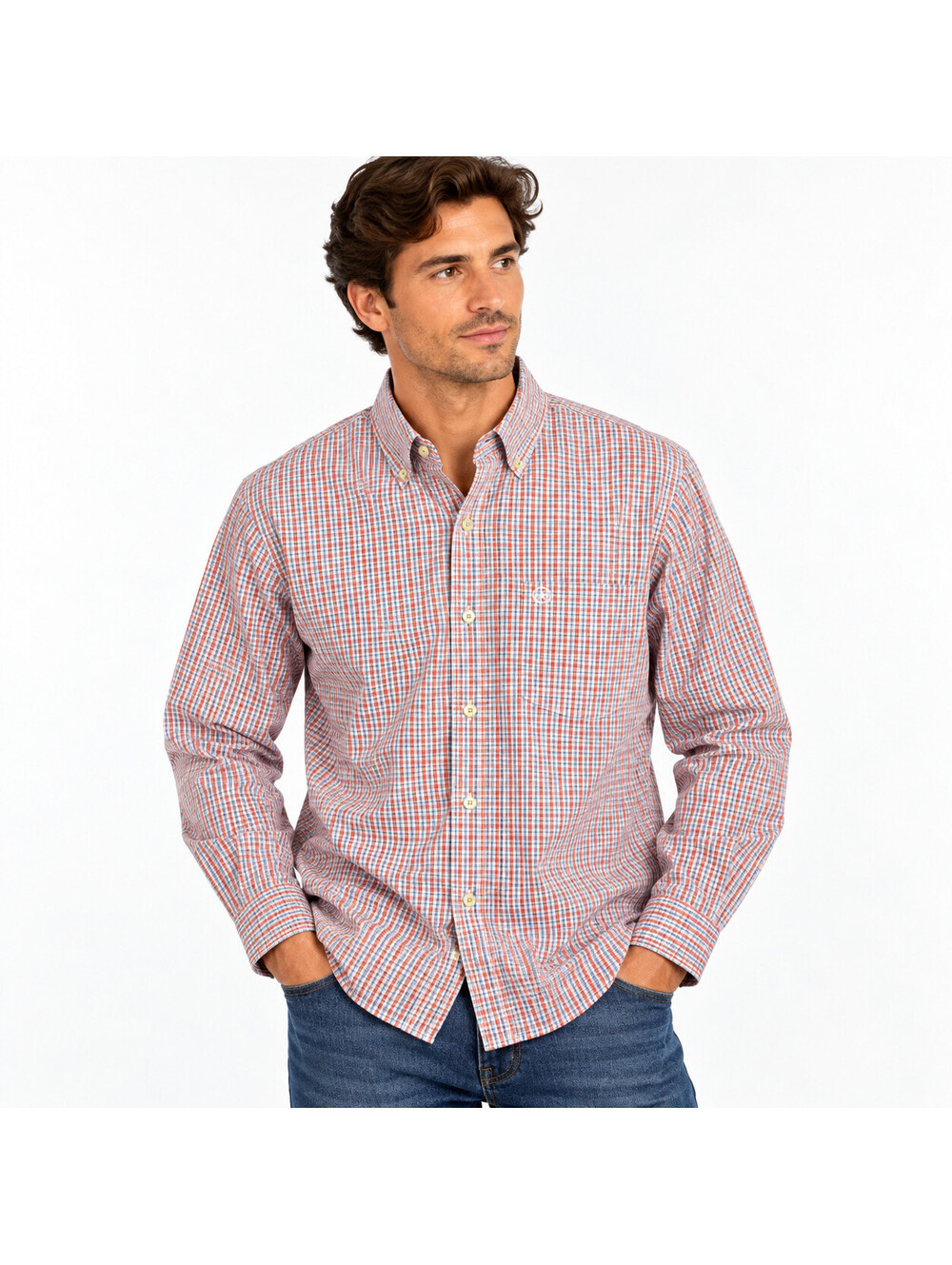 Converse One Star Men Large Button Down Shirt Red Blue Check Plaid Y2K